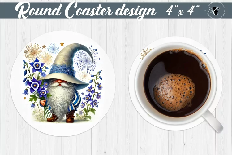 Round Coasters | Gnome with Flowers | Spring