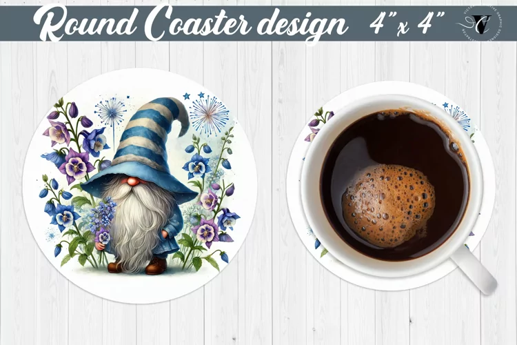 Round Coasters | Gnome with Flowers | Spring