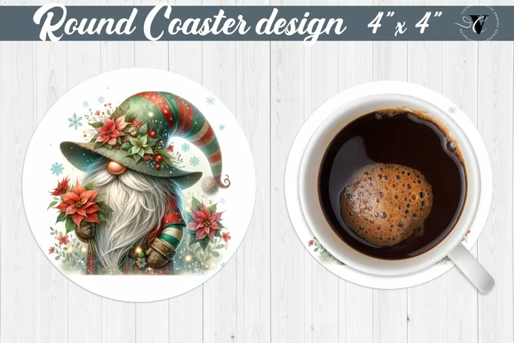 Round Coasters | Gnome with Flowers | Spring