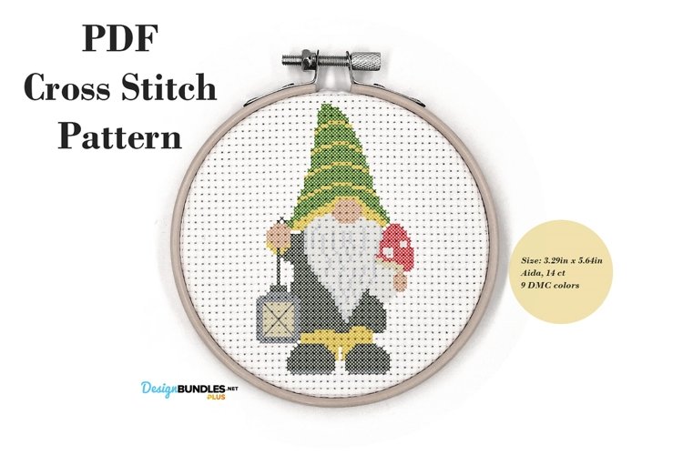 Gnome With Mushroom Cross Stitch Pattern PDF File example image 1