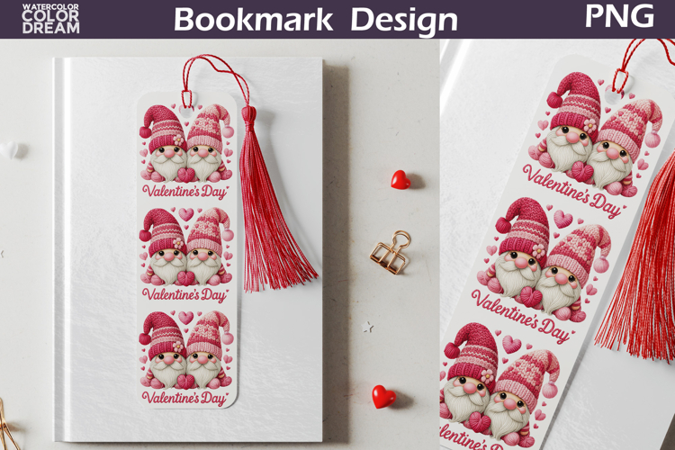 Valentine Gnome Bookmarks | Couple Gnomes Heart Bookmark