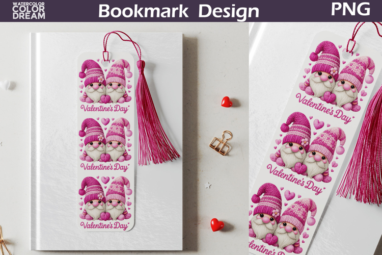 Valentine Gnome Bookmarks | Couple Gnomes Heart Bookmark