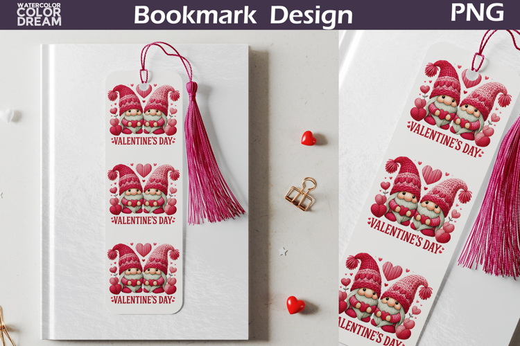 Valentine Gnome Bookmarks | Couple Gnomes Heart Bookmark