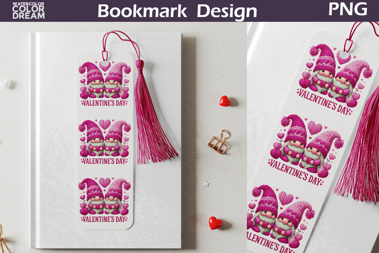 Valentine Gnome Bookmarks | Couple Gnomes Heart Bookmark