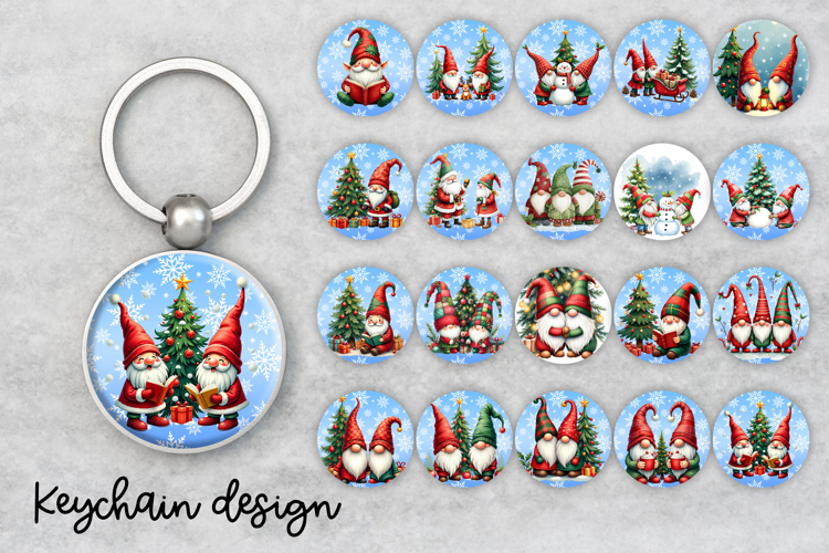 Cute Christmas gnome keychain | Christmas keyring PNG