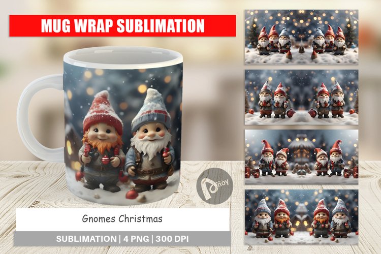 Mug sublimation design Gnomes Christmas