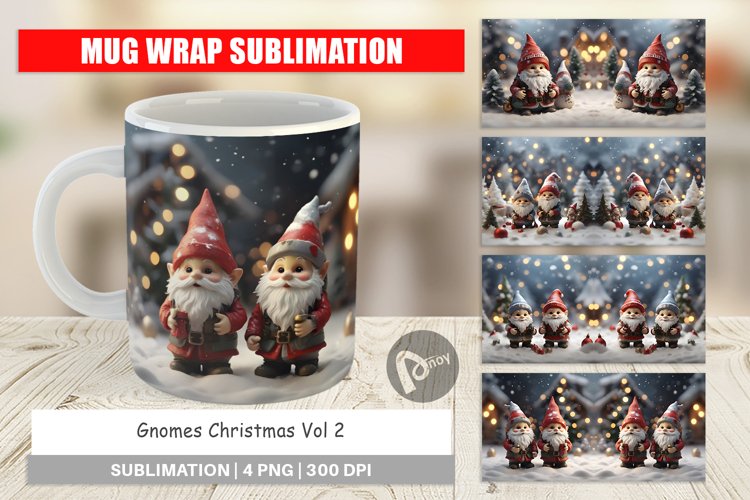 Mug sublimation design Gnomes Christmas