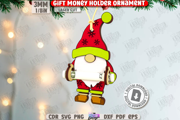 Gnome Gift Money Holder Laser Cut|Christmas Gnome|Xmas Laser