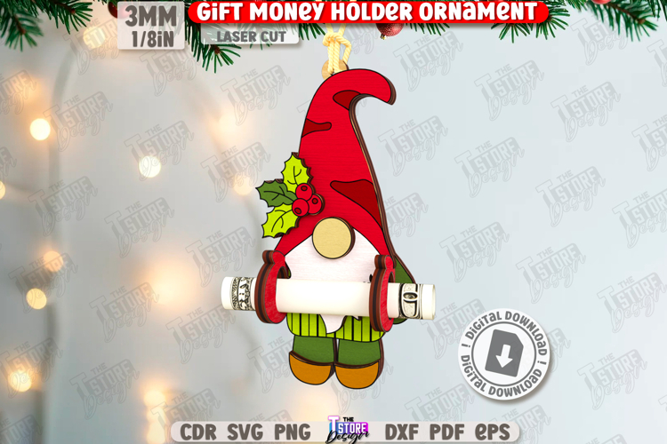 Gnome Gift Money Holder Laser Cut|Christmas Gnome|Xmas Laser