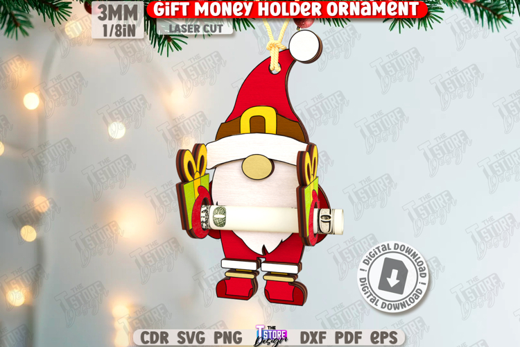 Gnome Gift Money Holder Laser Cut|Christmas Gnome|Xmas Laser