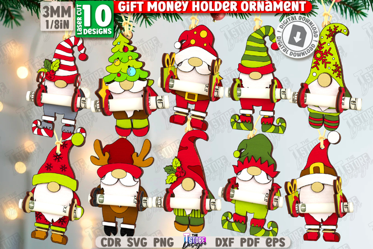 Gnomes Gift Money Holders Laser Cut Bundle|Christmas Gnomes