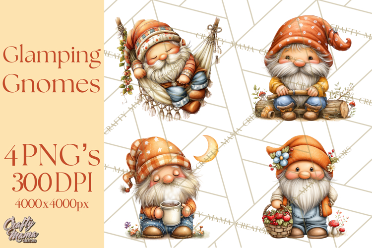 Cozy Gnomes Glamping Clipart, Camping Clip Art PNG