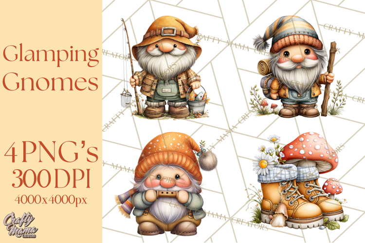 Cozy Gnomes Glamping Clipart, Camping Clip Art PNG