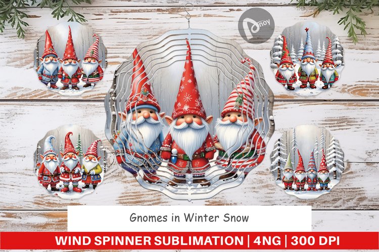 Wind Spinner Gnomes in Winter Snow