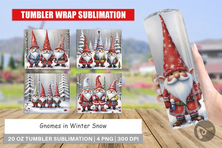 Tumbler Wrap Gnomes in Winter Snow
