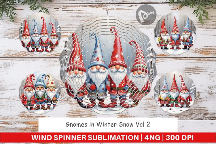 Wind Spinner Gnomes in Winter Snow