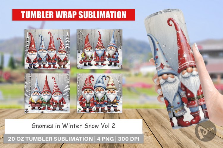 Tumbler Wrap Gnomes in Winter Snow