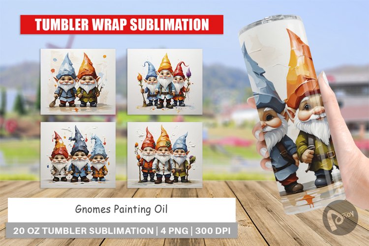 Tumbler Wrap Gnomes Painting Oil