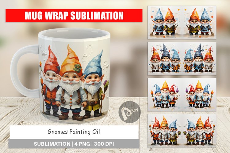 Mug Wrap Design Gnomes Painting Oil