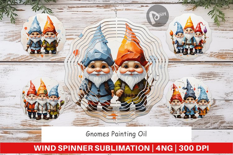 Wind Spinner Gnomes Painting Oil