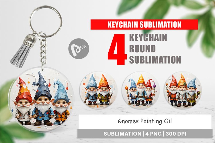 Keychain Gnomes Painting Oil
