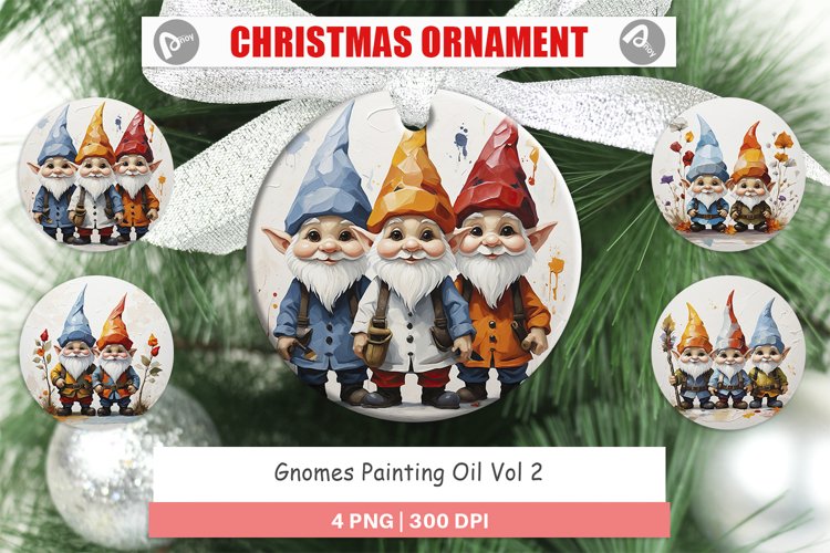Christmas Ornaments Gnomes Painting Oil