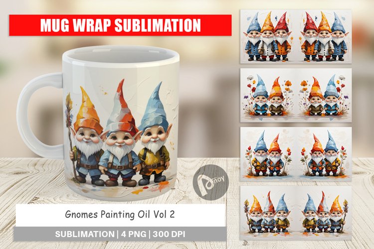 Mug Wrap Design Gnomes Painting Oil
