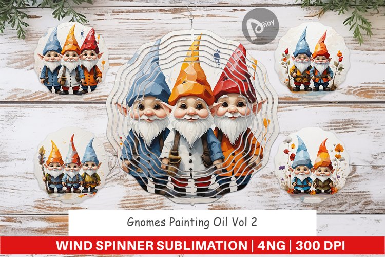 Wind Spinner Gnomes Painting Oil