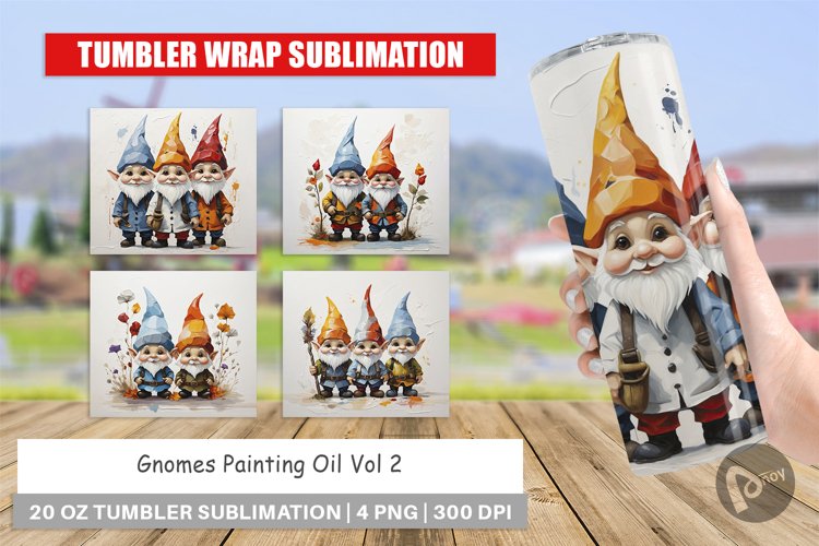 Tumbler Wrap Gnomes Painting Oil