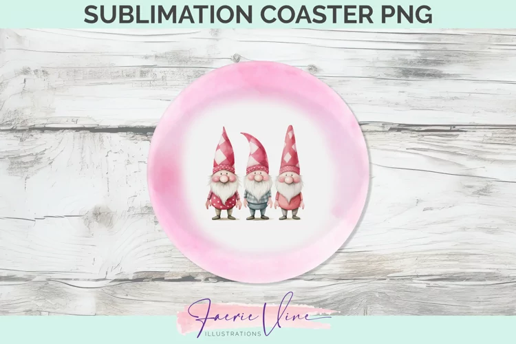 Gnomes Sublimation Round Coaster
