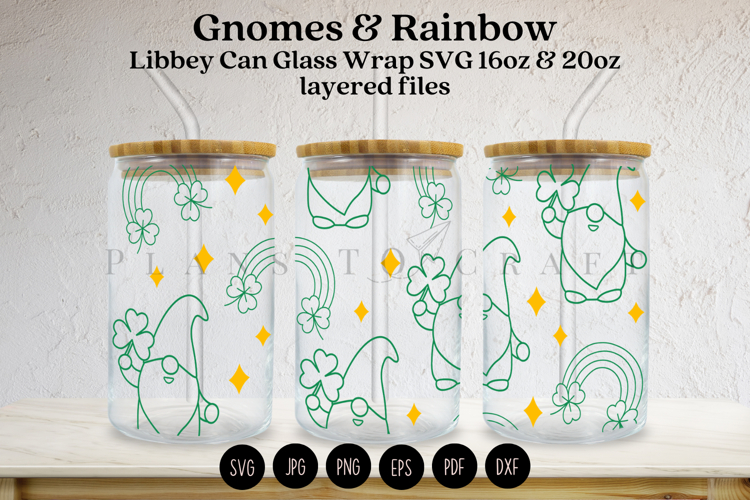 Gnomes St Patricks Day Libbey Beer Glass Can Wrap SVG