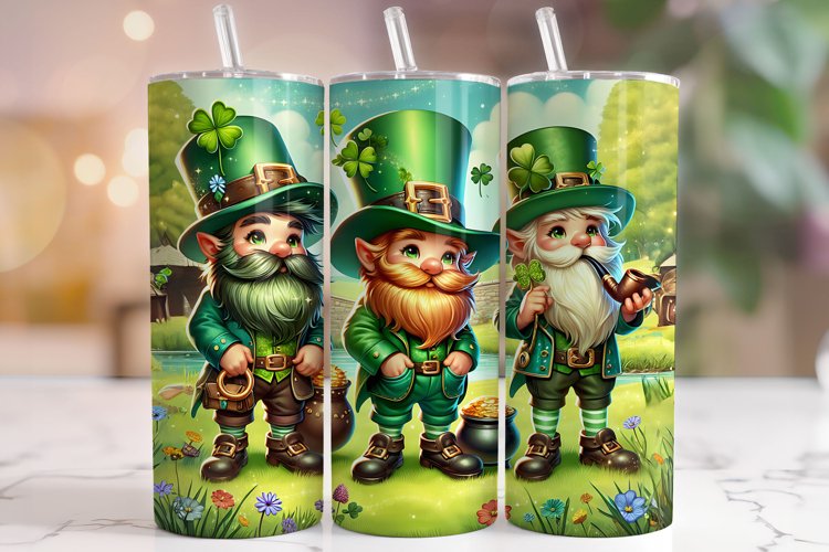 St Patricks Day Gnomes Tumbler Wrap, Gnomes Tumbler, Lucky