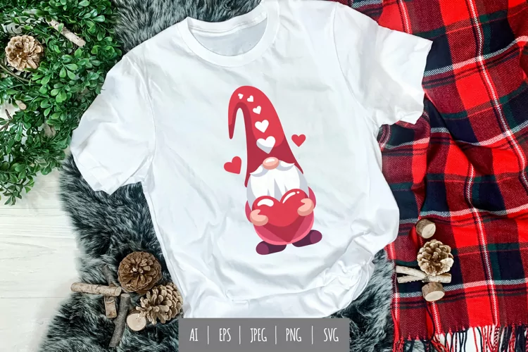 Gnome Holding Heart for Sublimation