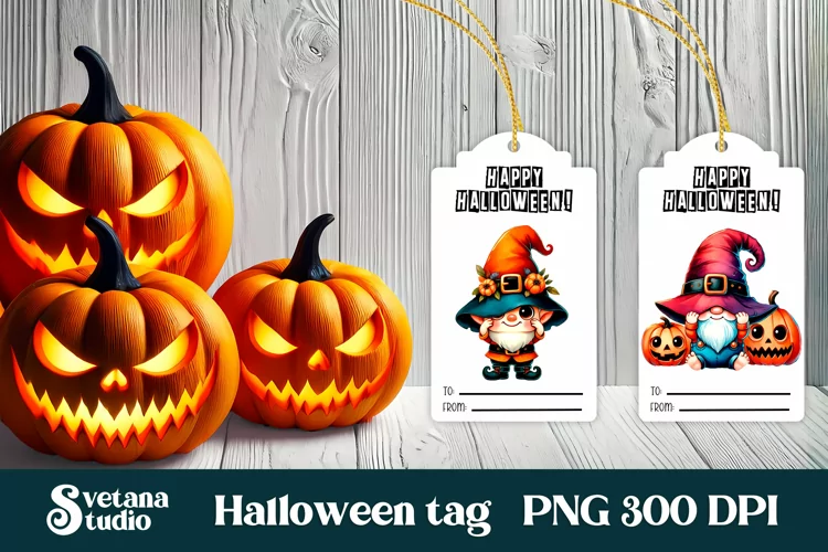 Halloween tags printable | Halloween gnome gift tag