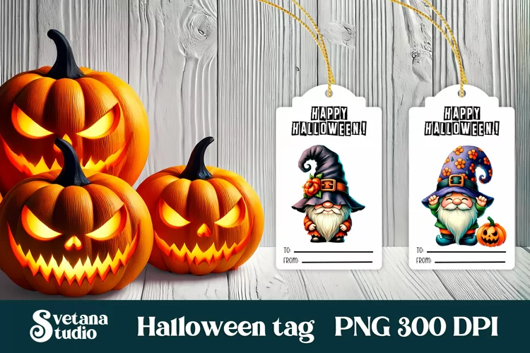 Halloween tags printable | Halloween gnome gift tag
