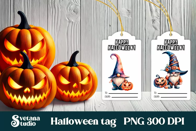 Halloween tags printable | Halloween gnome gift tag