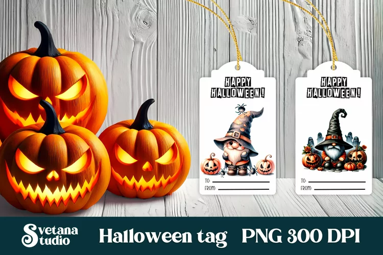 Halloween tags printable | Halloween gnome gift tag