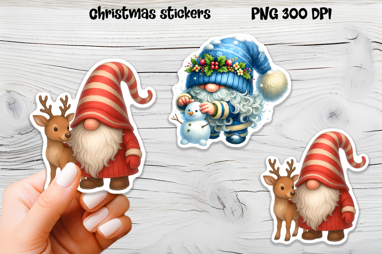 Cute Christmas gnome sticker | Printable winter gnome PNG