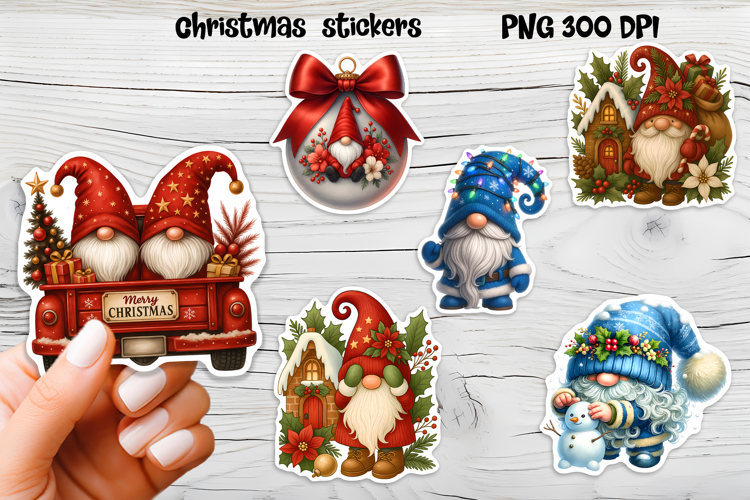 Cute Christmas gnome sticker | Printable winter gnome PNG