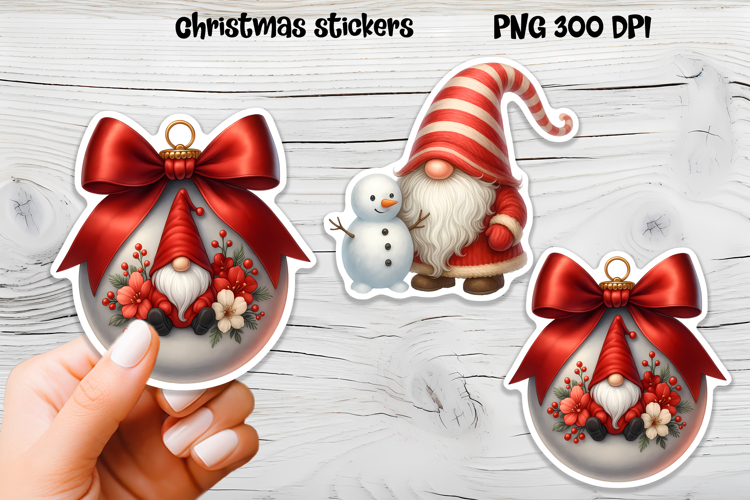 Cute Christmas gnome sticker | Printable winter gnome PNG