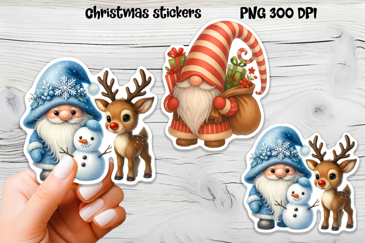 Cute Christmas gnome sticker | Printable winter gnome PNG