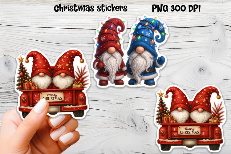 Cute Christmas gnome sticker | Printable winter gnome PNG