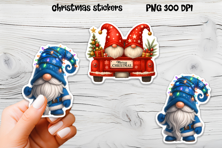 Cute Christmas gnome sticker | Printable winter gnome PNG