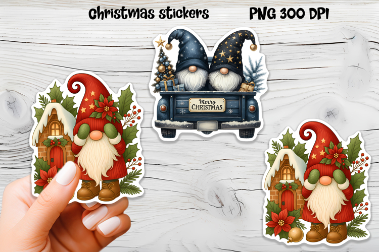 Cute Christmas gnome sticker | Printable winter gnome PNG