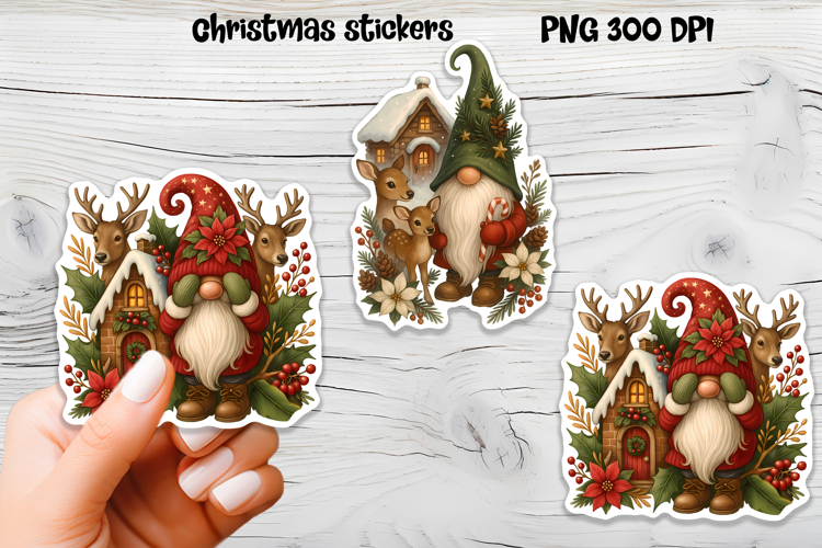 Cute Christmas gnome sticker | Printable winter gnome PNG