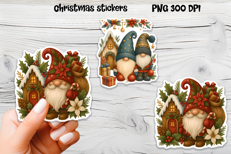 Cute Christmas gnome sticker | Printable winter gnome PNG
