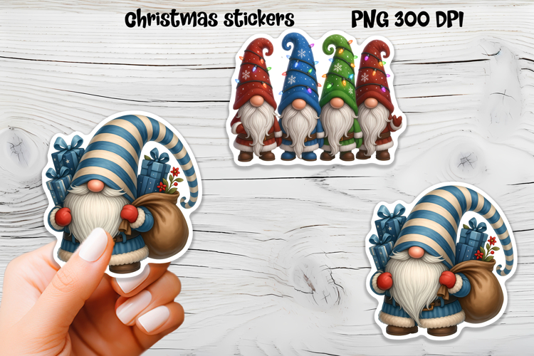 Cute Christmas gnome sticker | Printable winter gnome PNG
