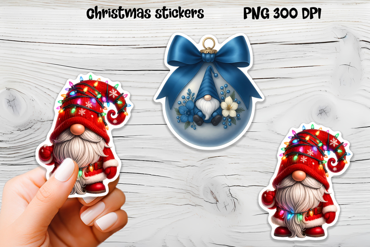 Cute Christmas gnome sticker | Printable winter gnome PNG