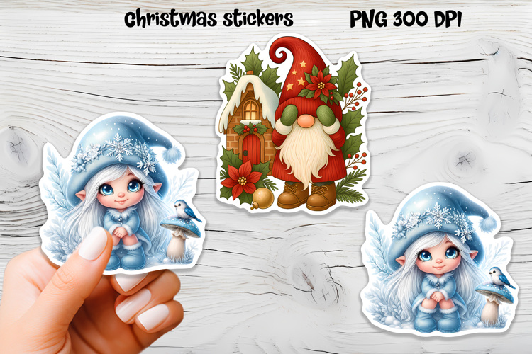 Cute Christmas gnome sticker | Printable winter gnome PNG