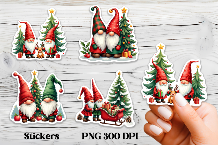 Cute Christmas gnome stickers | Printable Christmas sticker